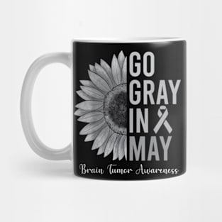 Go Gray In May Brain Tumor Cancer Awareness Gray Sunflower Mug